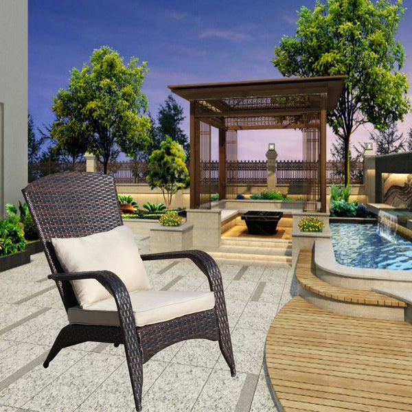 English Elm Patio Wicker Outdoor Chair with Removable Cushions, Water & UV Resistant PE Rattan Seat for Patio Brown W209140502