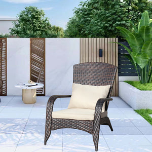 English Elm Patio Wicker Outdoor Chair with Removable Cushions, Water & UV Resistant PE Rattan Seat for Patio Brown W209140502