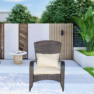 English Elm Patio Wicker Outdoor Chair with Removable Cushions, Water & UV Resistant PE Rattan Seat for Patio Brown W209140502