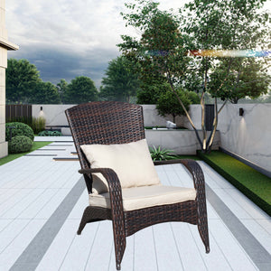 English Elm Patio Wicker Outdoor Chair with Removable Cushions, Water & UV Resistant PE Rattan Seat for Patio Brown W209140502