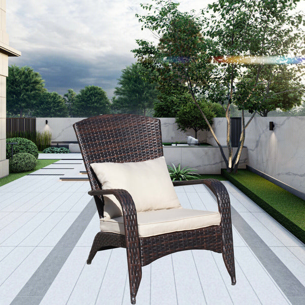 English Elm Patio Wicker Outdoor Chair with Removable Cushions, Water & UV Resistant PE Rattan Seat for Patio Brown W209140502