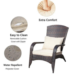 English Elm Patio Wicker Outdoor Chair with Removable Cushions, Water & UV Resistant PE Rattan Seat for Patio Brown W209140502