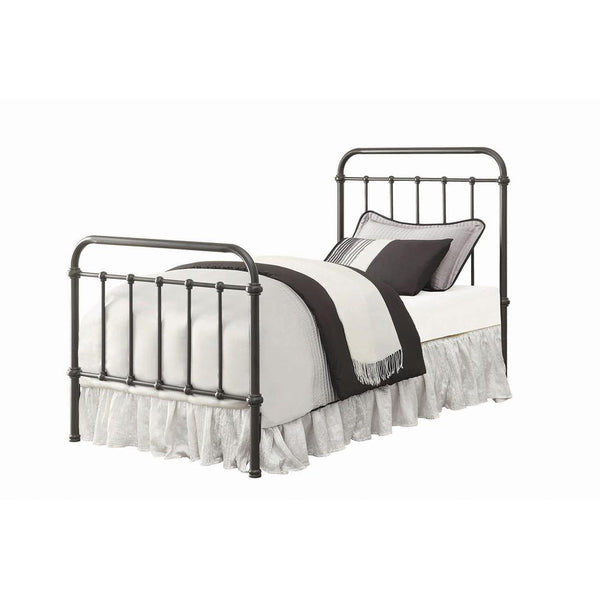 English Elm Dark Bronze Metal Spindle Twin Bed Frame - Elegant Design With Sturdy Iron Construction For Kids' Rooms B062P145574