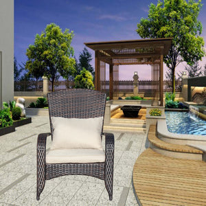 English Elm Patio Wicker Outdoor Chair with Removable Cushions, Water & UV Resistant PE Rattan Seat for Patio Brown W209140502