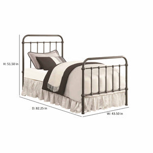 English Elm Dark Bronze Metal Spindle Twin Bed Frame - Elegant Design With Sturdy Iron Construction For Kids' Rooms B062P145574