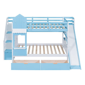 English Elm Full-over-full Castle Bunk Bed with Slide Drawers Shelves Pinewood Kids Frame LT000558AAC-3