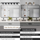 English Elm (Same As W1340142518/L2005-B-7) Led Modern Black Vanity Lights, 7-Lights Acrylic Matte Black Bathroom Vanity Lights Over Mirror