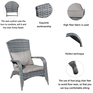 English Elm Patio Wicker Outdoor Chair with Removable Cushions, Water & UV Resistant PE Rattan Seat for Patio Grey W209140503