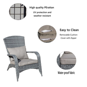 English Elm Patio Wicker Outdoor Chair with Removable Cushions, Water & UV Resistant PE Rattan Seat for Patio Grey W209140503