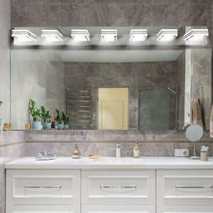 English Elm (same as W1340142519) Chrome 7-light Led Vanity Bar Acrylic Shades Bathroom Mirror Wall Fixture W1340P206808