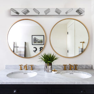 English Elm (same as W1340142519) Chrome 7-light Led Vanity Bar Acrylic Shades Bathroom Mirror Wall Fixture W1340P206808