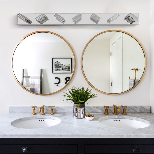 English Elm (same as W1340142519) Chrome 7-light Led Vanity Bar Acrylic Shades Bathroom Mirror Wall Fixture W1340P206808