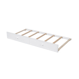 English Elm Stairway Twin Over Full Bunk Bed with Trundle Stair Storage and Guard Rail White LT000119AAK-1
