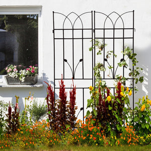 English Elm 4 Pack Powder-coated Metal Garden Trellises Rustproof Climbing Plant Outdoor Support Black W1586P147482