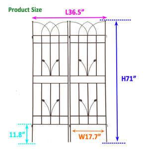 English Elm 4 Pack Powder-coated Metal Garden Trellises Rustproof Climbing Plant Outdoor Support Brown W1586P147459