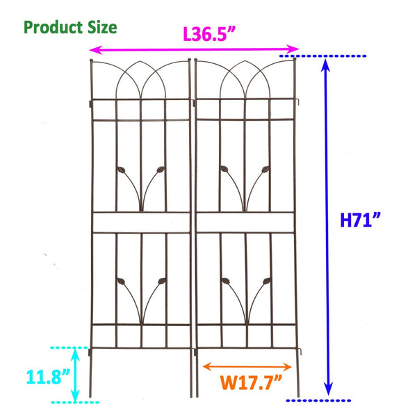 English Elm 4 Pack Powder-coated Metal Garden Trellises Rustproof Climbing Plant Outdoor Support Brown W1586P147459