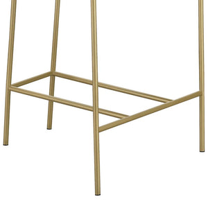 English Elm Grey Velvet Low Back Stool with Gold Metal Frame — Mid-Century Modern Counter Seating, Plush Comfort B062P145562