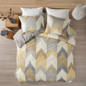 English Elm King/Cal Modern INK+IVY Alpine Comforter Mini Set - Ikat Chevron Cotton, OEKO-TEX, Antimicrobial Freshness Yellow 22.83 L x 21.65 W x 11.81 H B03596444