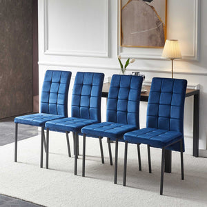 English Elm 5-piece Mid-century Dining Set with Velvet Tufted Chairs and Dark Mdf Table W1164S00008