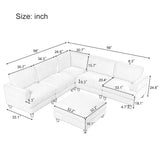 English Elm Modular Sectional Sofa With Ottoman L Shaped Corner Sectional For Living Room, Office, Spacious Space(Same Sku: Wy000336Aae)