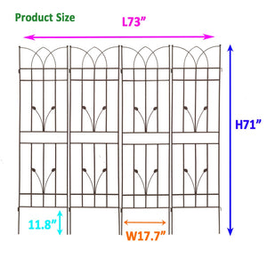 English Elm 4 Pack Powder-coated Metal Garden Trellises Rustproof Climbing Plant Outdoor Support Brown W1586P147459