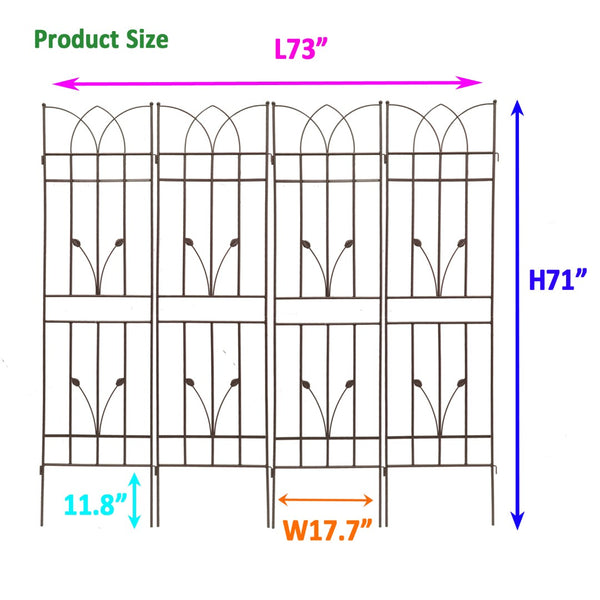 English Elm 4 Pack Powder-coated Metal Garden Trellises Rustproof Climbing Plant Outdoor Support Brown W1586P147459