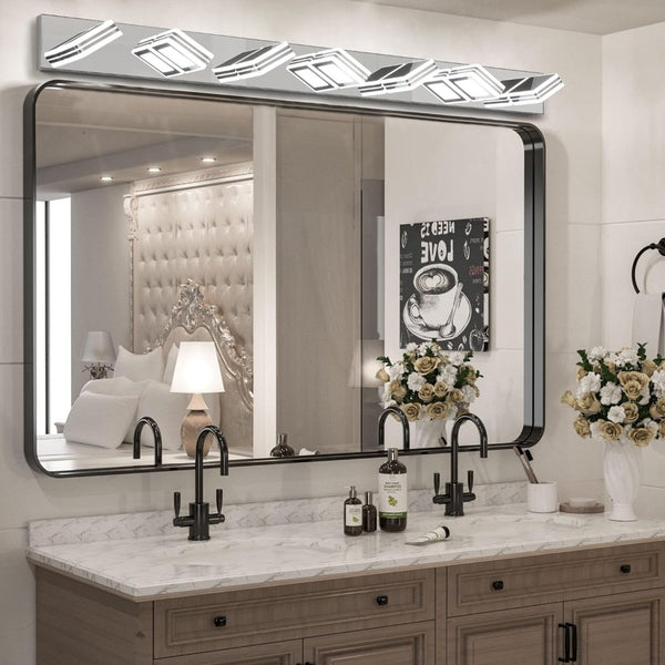 English Elm (same as W1340142519) Chrome 7-light Led Vanity Bar Acrylic Shades Bathroom Mirror Wall Fixture W1340P206808