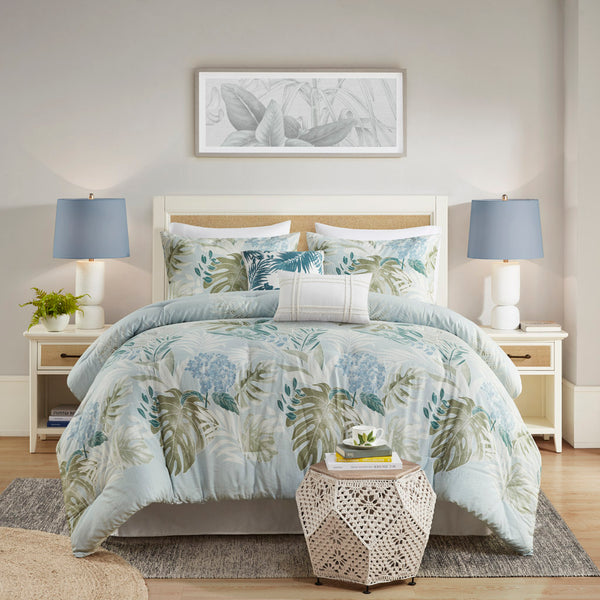 English Elm 6 Harbor House Kiawah Island Oversized Cotton Comforter Set with Coastal Print, Hypoallergenic, OEKO-TEX treated Blue 20.87 L x 22.83 W x 12.99 H B035128768