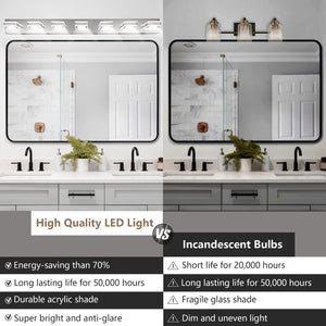 English Elm (same as W1340142519) Chrome 7-light Led Vanity Bar Acrylic Shades Bathroom Mirror Wall Fixture W1340P206808