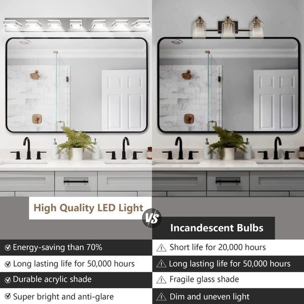 English Elm (same as W1340142519) Chrome 7-light Led Vanity Bar Acrylic Shades Bathroom Mirror Wall Fixture W1340P206808