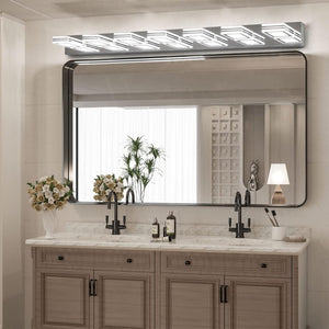 English Elm (same as W1340142519) Chrome 7-light Led Vanity Bar Acrylic Shades Bathroom Mirror Wall Fixture W1340P206808