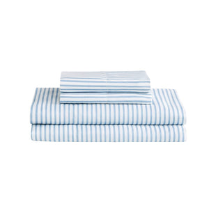 English Elm Stripe Comforter Set With Sheets - Modern Blue/Grey Cal King Bedding For A Stylish Bedroom Makeover B03599096-GIGA