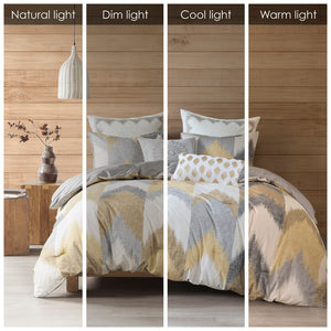 English Elm King/Cal Modern INK+IVY Alpine Comforter Mini Set - Ikat Chevron Cotton, OEKO-TEX, Antimicrobial Freshness Yellow 22.83 L x 21.65 W x 11.81 H B03596444