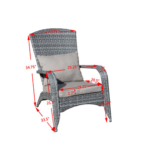English Elm Patio Wicker Outdoor Chair with Removable Cushions, Water & UV Resistant PE Rattan Seat for Patio Grey W209140503