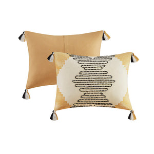 English Elm Full/Queen INK+IVY Arizona 3-Pc Cotton Comforter Set Yellow Grey Geometric with Tassels & Embroidery B035128783