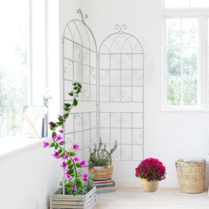 English Elm 4 Pack Galvanized Steel Garden Trellis Panels Powder Coated Cream White Climbing Plant Support W1586P147434