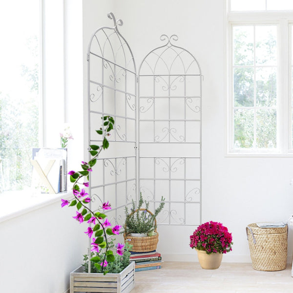 English Elm 4 Pack Galvanized Steel Garden Trellis Panels Powder Coated Cream White Climbing Plant Support W1586P147434
