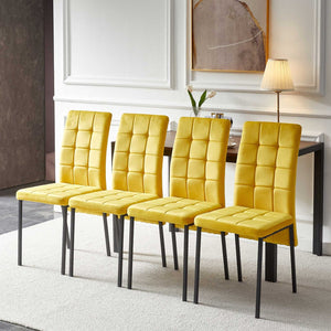 English Elm 5-piece Mid-century Dining Set with Velvet Tufted Chairs and Dark Mdf Table W1164S00007