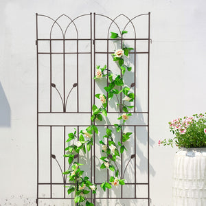 English Elm 4 Pack Powder-coated Metal Garden Trellises Rustproof Climbing Plant Outdoor Support Brown W1586P147459
