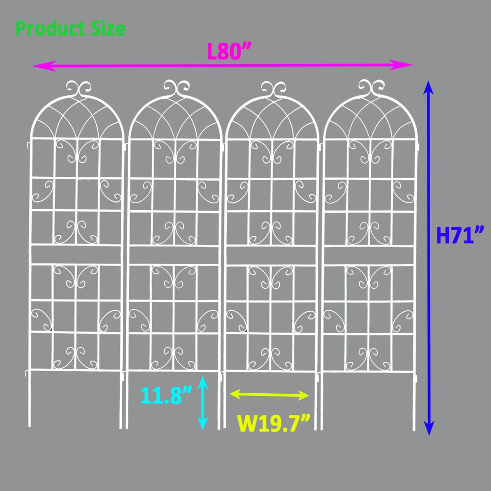 English Elm 4 Pack Galvanized Steel Garden Trellis Panels Powder Coated Cream White Climbing Plant Support W1586P147434
