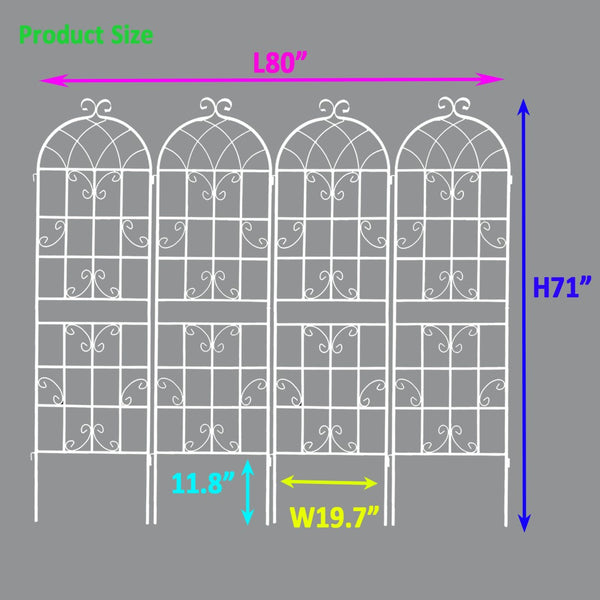 English Elm 4 Pack Galvanized Steel Garden Trellis Panels Powder Coated Cream White Climbing Plant Support W1586P147434