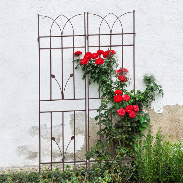 English Elm 4 Pack Powder-coated Metal Garden Trellises Rustproof Climbing Plant Outdoor Support Brown W1586P147459