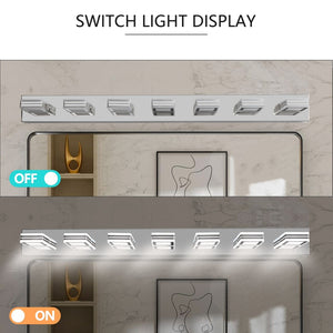 English Elm (same as W1340142519) Chrome 7-light Led Vanity Bar Acrylic Shades Bathroom Mirror Wall Fixture W1340P206808