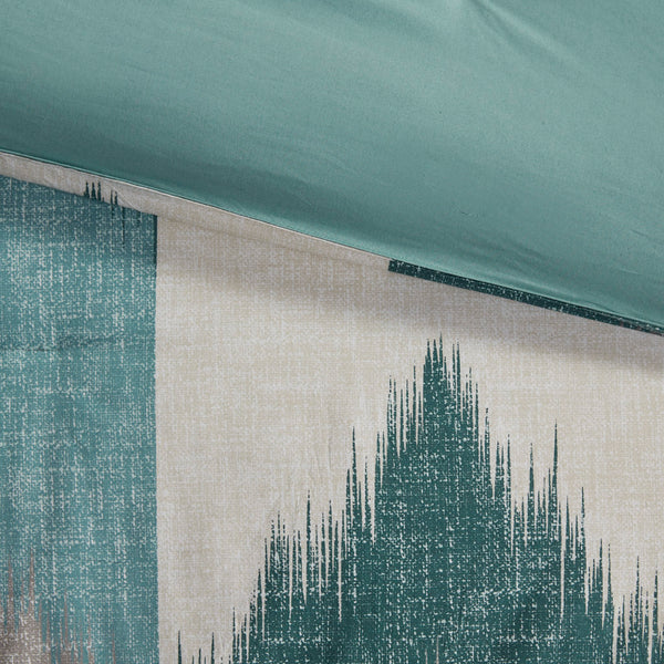 English Elm Full/Queen INK+IVY Alpine 3-Piece Comforter Mini Set – Ikat Chevron Cotton, OEKO-TEX, Antimicrobial Freshness Protection B03596441