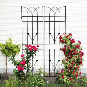 English Elm 4 Pack Powder-coated Metal Garden Trellises Rustproof Climbing Plant Outdoor Support Black W1586P147482