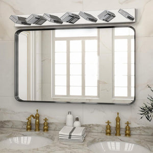English Elm (same as W1340142519) Chrome 7-light Led Vanity Bar Acrylic Shades Bathroom Mirror Wall Fixture W1340P206808