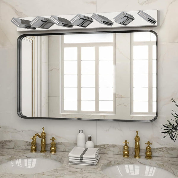 English Elm (same as W1340142519) Chrome 7-light Led Vanity Bar Acrylic Shades Bathroom Mirror Wall Fixture W1340P206808