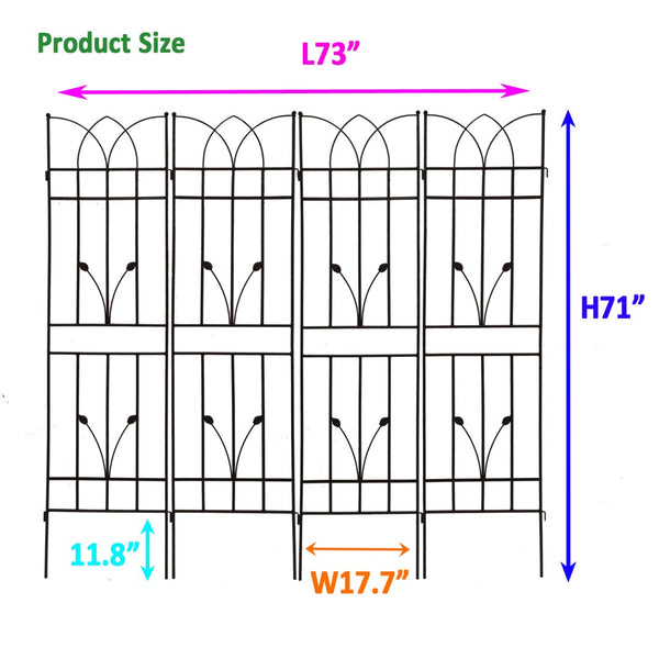 English Elm 4 Pack Powder-coated Metal Garden Trellises Rustproof Climbing Plant Outdoor Support Black W1586P147482