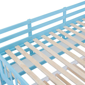 English Elm Full-over-full Castle Bunk Bed with Slide Drawers Shelves Pinewood Kids Frame LT000558AAC-1
