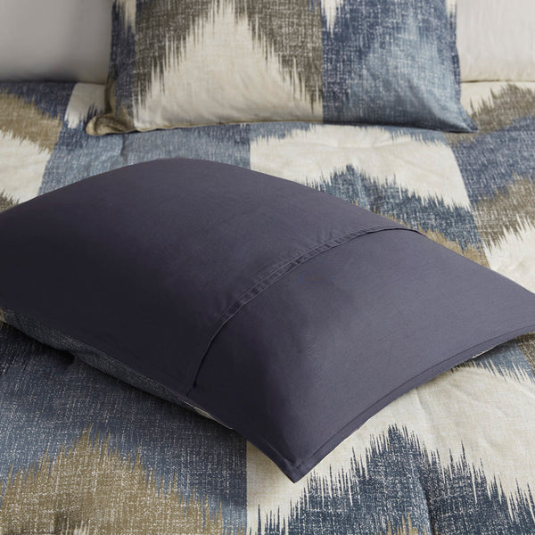 English Elm Full/Queen INK+IVY Alpine Comforter Mini Set - 200TC Cotton Ikat Chevron, OEKO‑TEX, Antimicrobial Freshness Protection B03596436